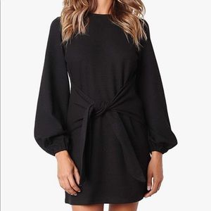 Knitted Bodycon Tie Waist Sweater Pencil Dress